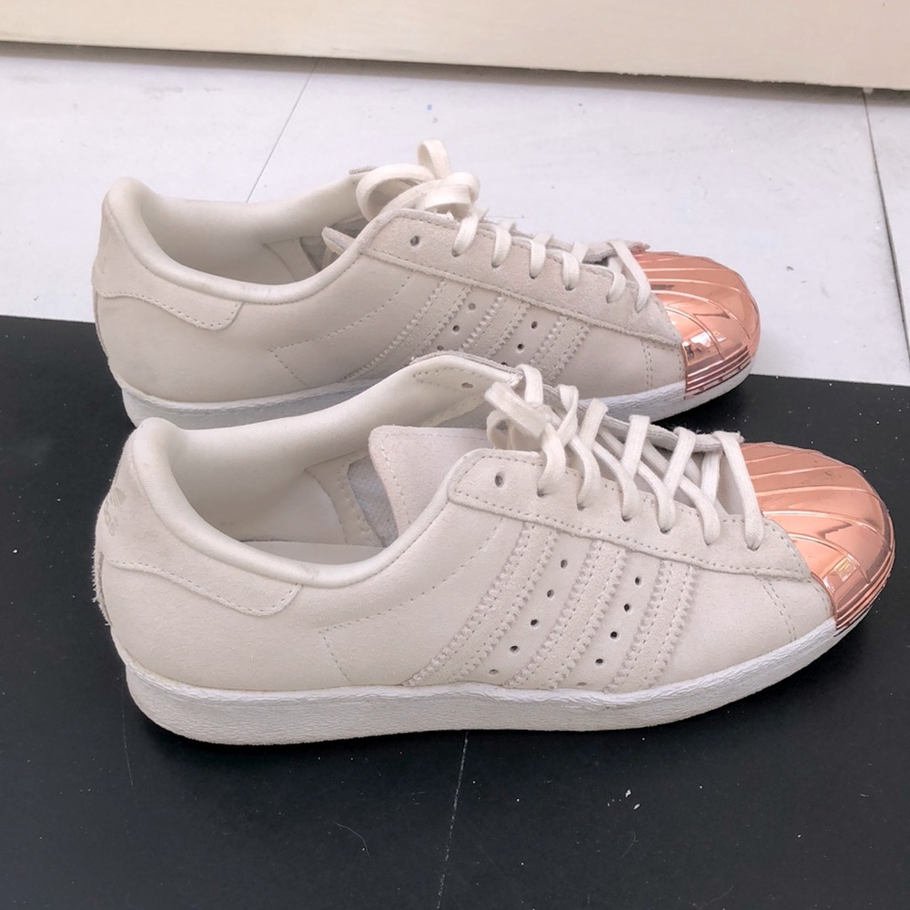 Adidas White/Cream Rose Gold Plated Sneakers